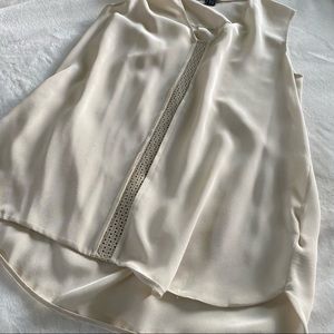 Vince Silk/Leather Beige Sleeveless Tank Sz S C-47